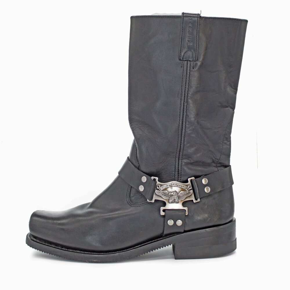 Harley-Davidson Black Leather Square Toe Eagle Harness Boots 98408: Size 13